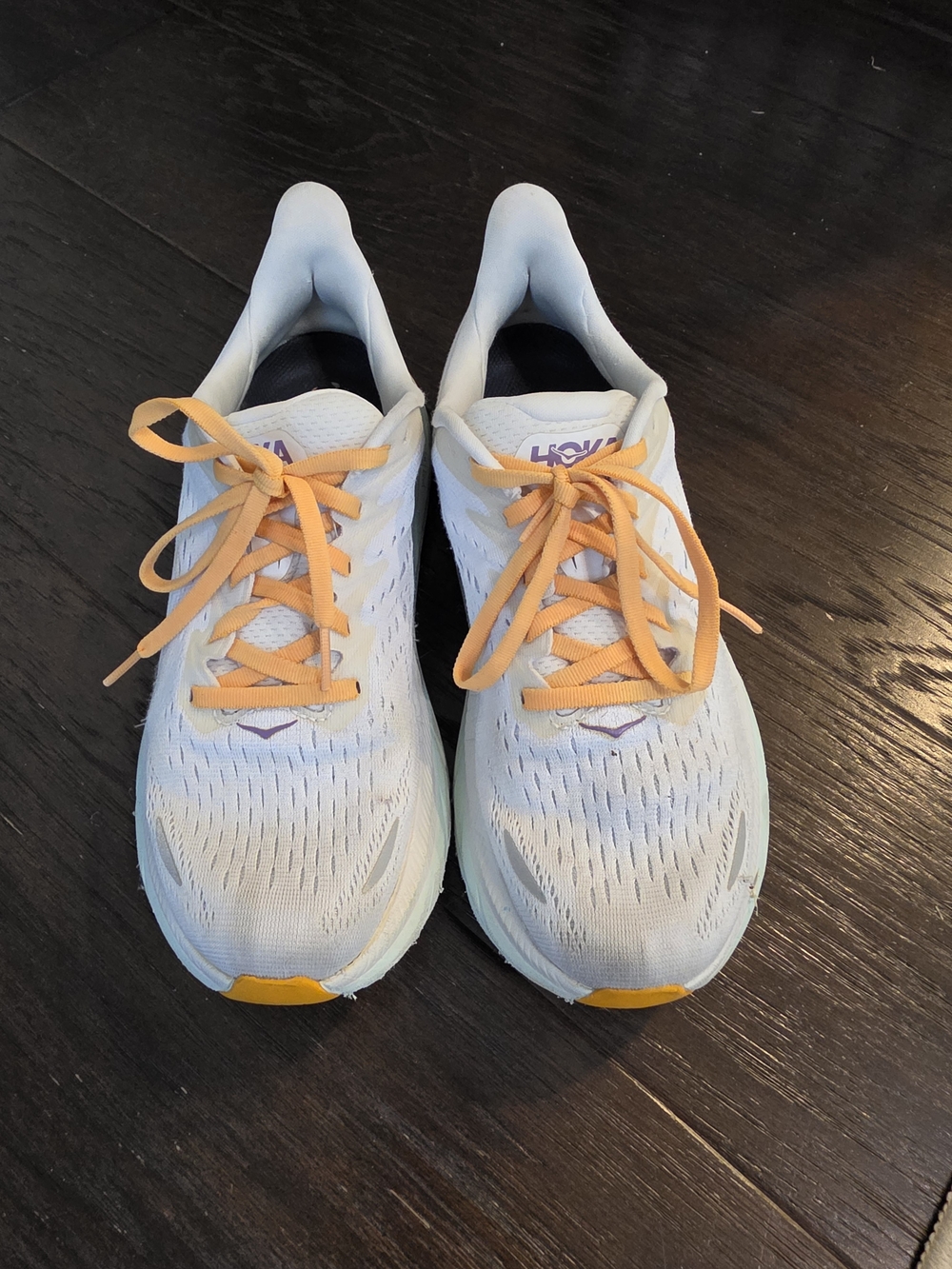 Hoka Athletic Running Shoes in White & Orange